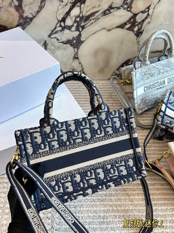 Dior Mini Tote Blue and Beige Oblique — Premium Replica