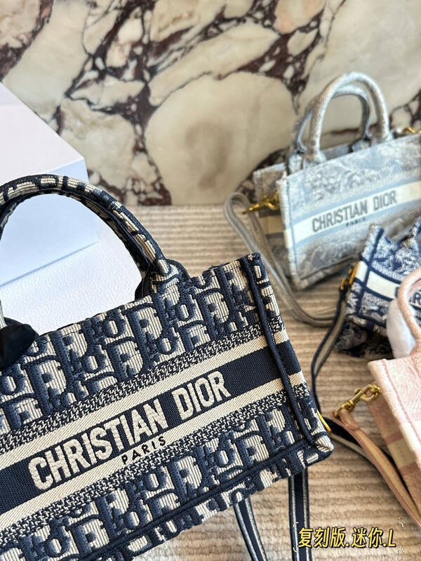 Dior Mini Tote Blue and Beige Oblique — Premium Replica