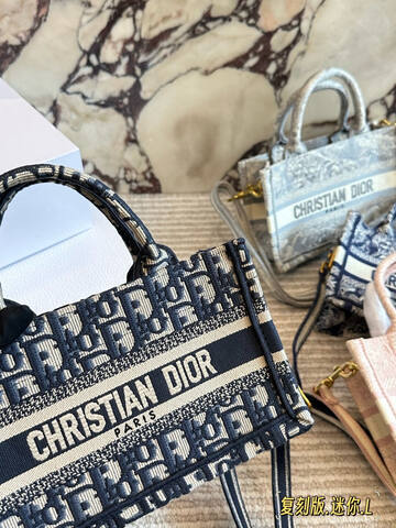Dior Mini Tote Blue and Beige Oblique Premium Replica