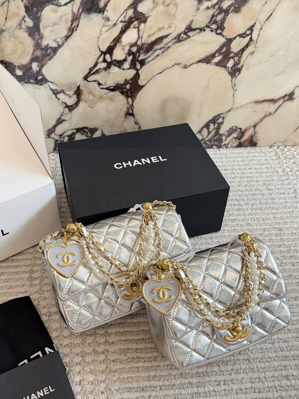 Chanel Metallic Gold Silver mini shoulder — Premium Replica