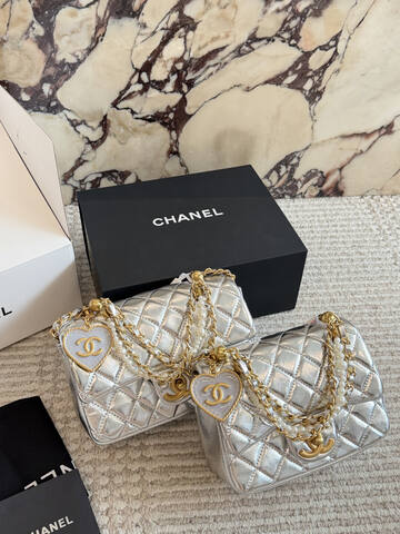 Chanel Metallic Gold Silver mini shoulder Premium Replica