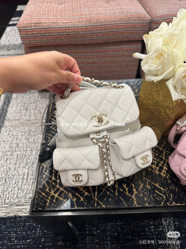 Chanel Duma White caviar leather backpack — AAA Quality Replica