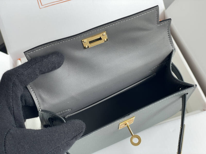 Hermes Mini Kelly Gray mini crossbody — Premium Replica