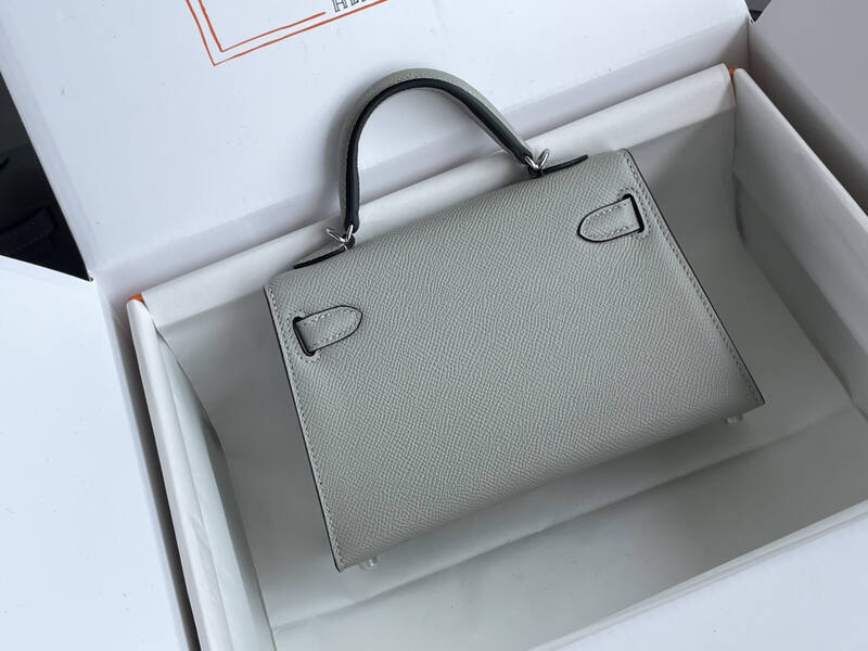 Hermes Mini Kelly II Light Grey mini top handle — 1:1 Replica
