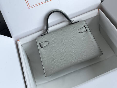 Hermes Mini Kelly II Light Grey mini top handle 1 1 Replica