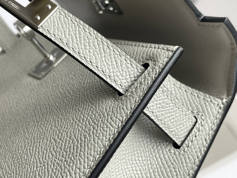 Hermes Mini Kelly II Light Grey mini top handle — 1:1 Replica