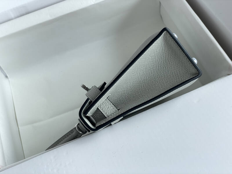 Hermes Mini Kelly II Light Grey mini top handle — 1:1 Replica
