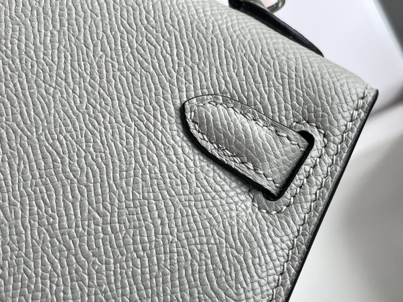 Hermes Mini Kelly II Light Grey mini top handle — 1:1 Replica