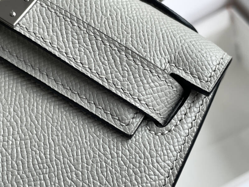 Hermes Mini Kelly II Light Grey mini top handle — 1:1 Replica