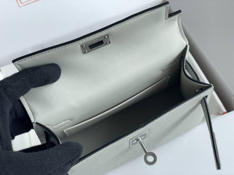 Hermes Mini Kelly II Light Grey mini top handle — 1:1 Replica