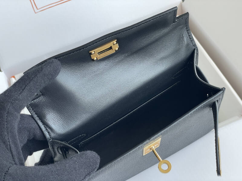 Hermes Kelly Mini II Black mini crossbody — Top Quality Replica