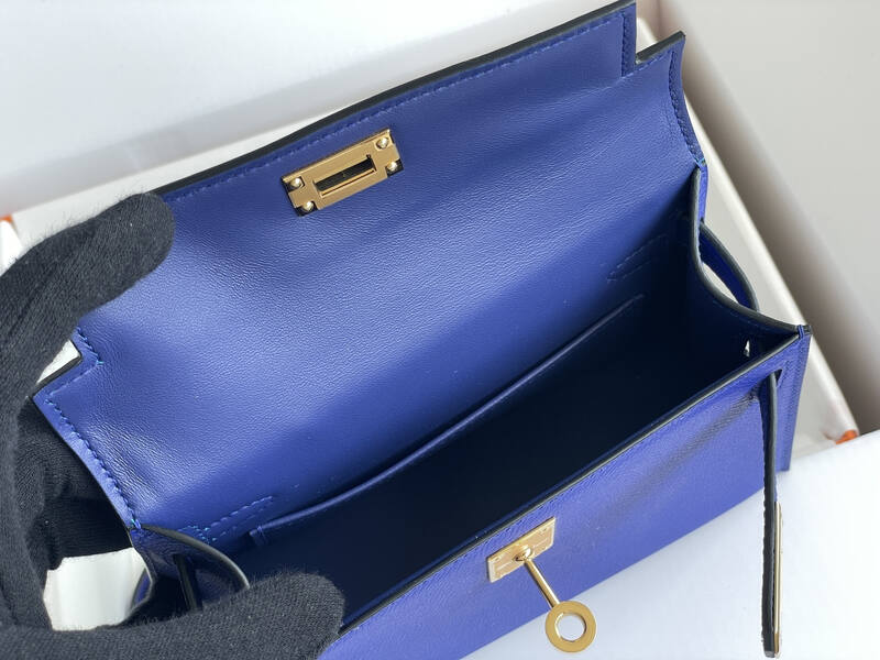 Hermes Mini Kelly II Blue mini crossbody — AAA Quality Replica
