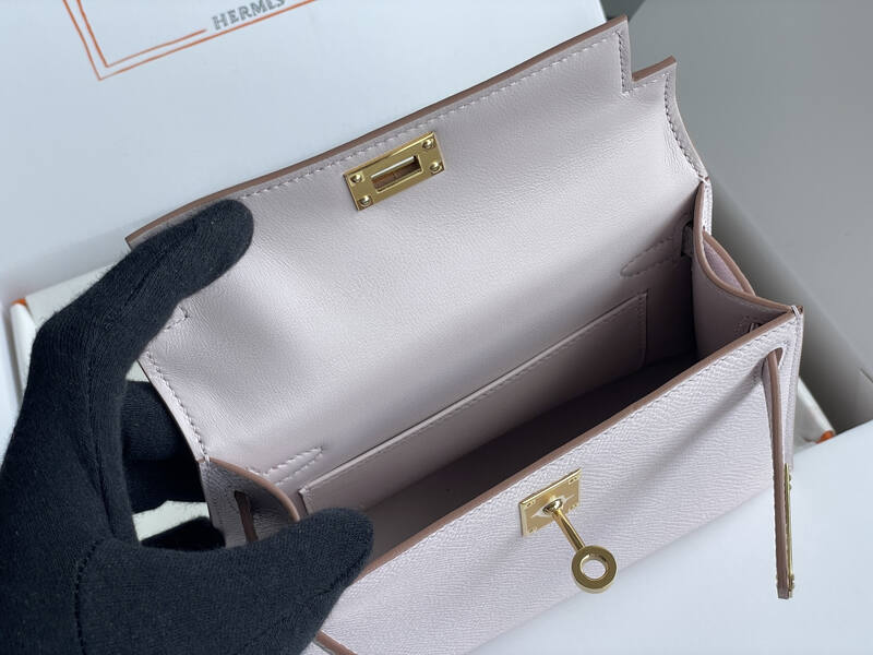 Hermes Mini Kelly II Light Pink mini crossbody — Premium Replica