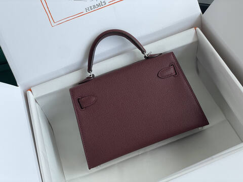 Hermes Kelly Burgundy mini crossbody Top Quality Replica