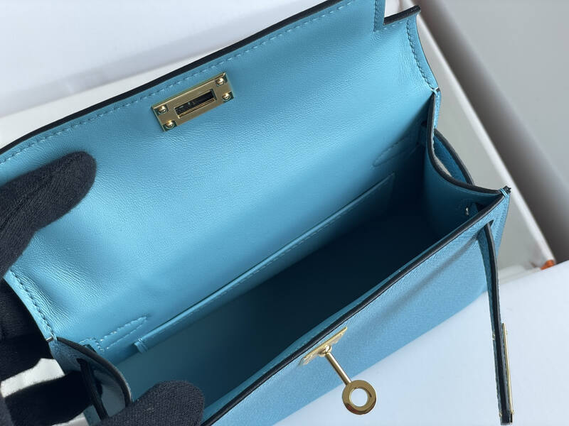 Hermes Kelly Blue mini crossbody — AAA Quality Replica