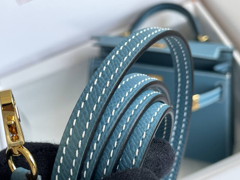 Hermes Mini Kelly II Blue mini crossbody — Premium Replica