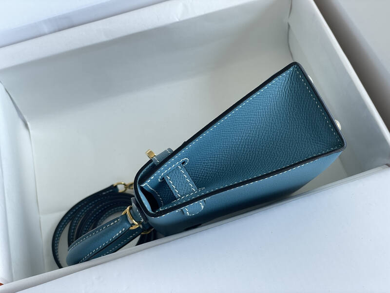 Hermes Mini Kelly II Blue mini crossbody — Premium Replica