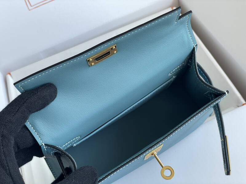 Hermes Mini Kelly II Blue mini crossbody — Premium Replica