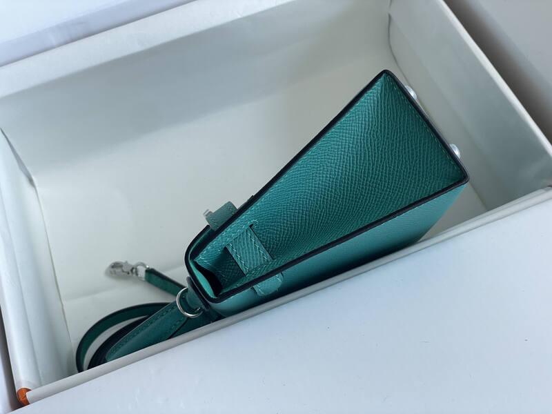 Hermes Mini Kelly II Turquoise mini crossbody — Premium Replica