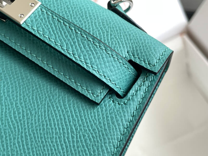 Hermes Mini Kelly II Turquoise mini crossbody — Premium Replica