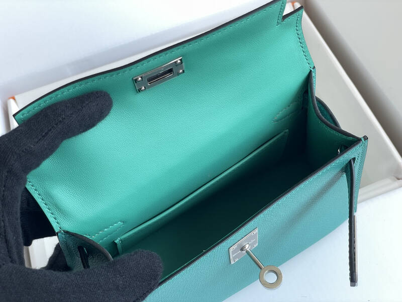 Hermes Mini Kelly II Turquoise mini crossbody — Premium Replica