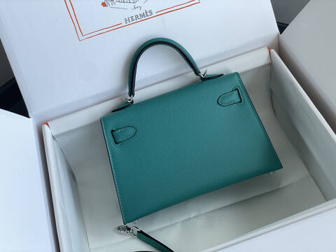 Hermes Mini Kelly II Turquoise mini crossbody Premium Replica