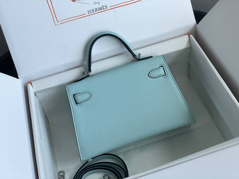 Hermes Mini Kelly II Light Blue mini crossbody Premium Replica