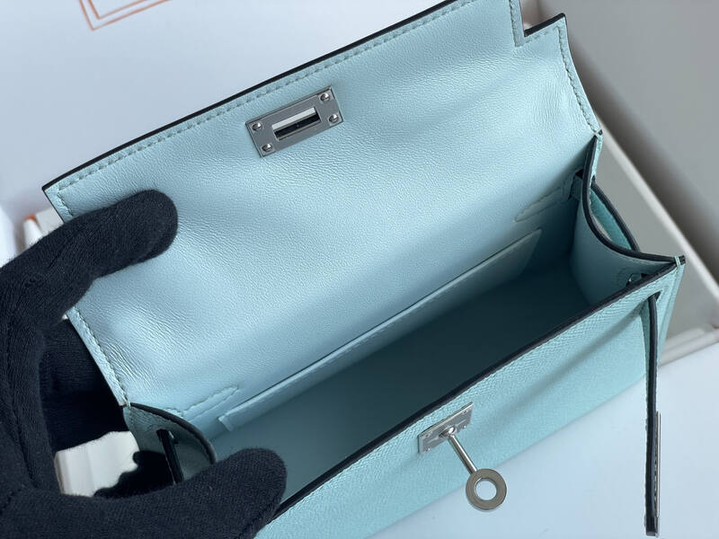 Hermes Mini Kelly II Light Blue mini crossbody — Premium Replica