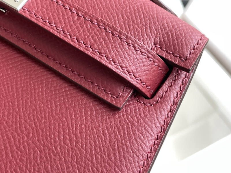 Hermes Mini Kelly II Burgundy mini crossbody — AAA Quality Replica