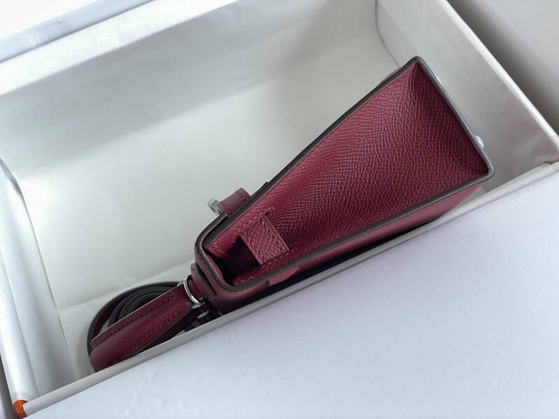 Hermes Mini Kelly II Burgundy mini crossbody — AAA Quality Replica