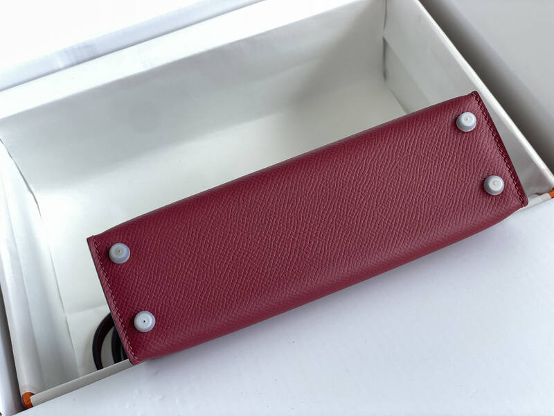 Hermes Mini Kelly II Burgundy mini crossbody — AAA Quality Replica