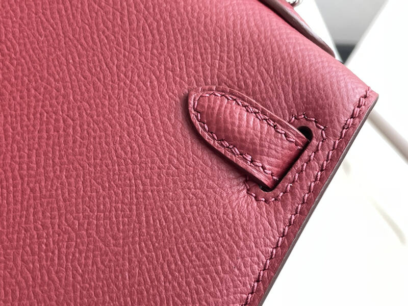 Hermes Mini Kelly II Burgundy mini crossbody — AAA Quality Replica