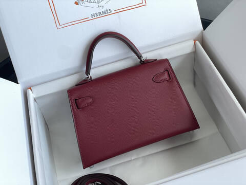 Hermes Mini Kelly II Burgundy mini crossbody AAA Quality Replica