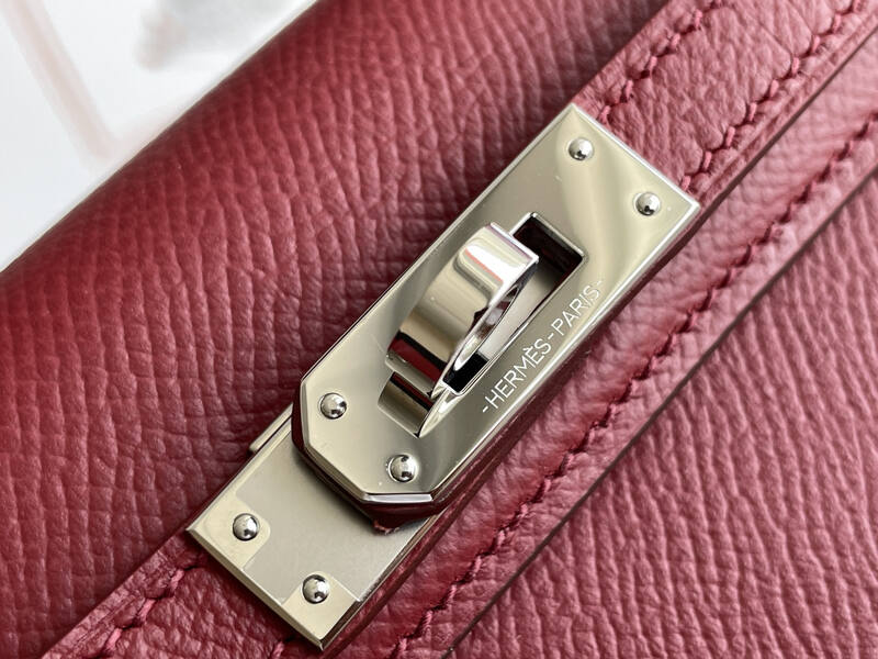 Hermes Mini Kelly II Burgundy mini crossbody — AAA Quality Replica