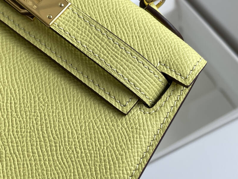 Hermes Mini Kelly II Pale yellow mini crossbody — 1:1 Replica