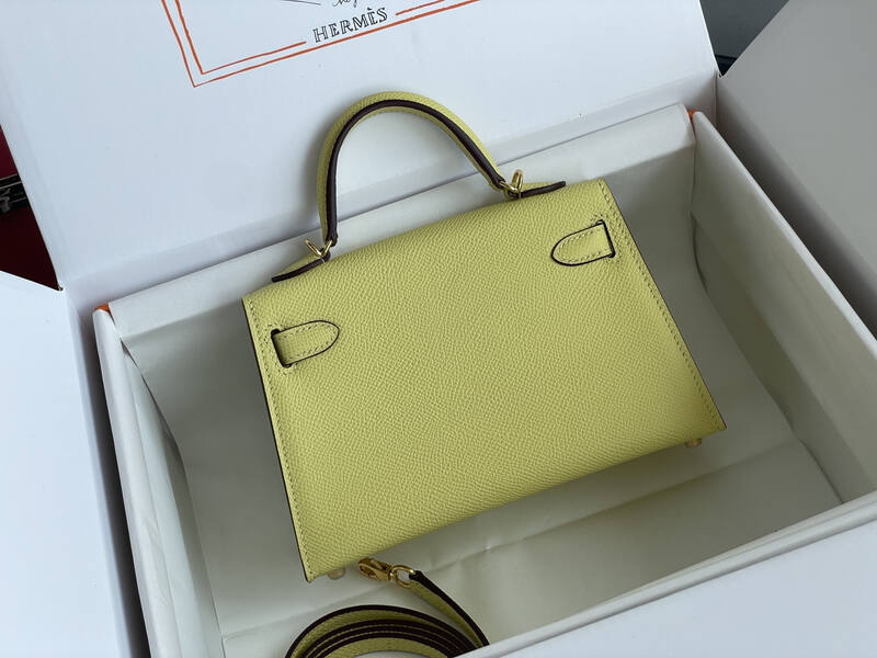Hermes Mini Kelly II Pale yellow mini crossbody — 1:1 Replica
