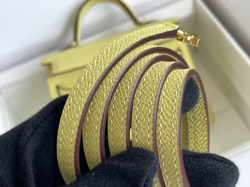 Hermes Mini Kelly II Pale yellow mini crossbody — 1:1 Replica