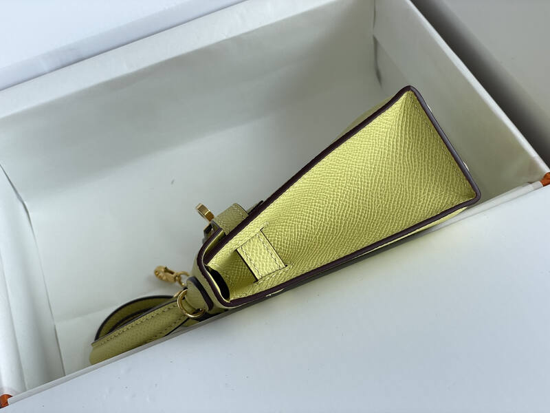 Hermes Mini Kelly II Pale yellow mini crossbody — 1:1 Replica