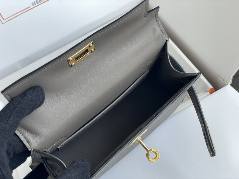 Hermes Mini Kelly II Grey mini crossbody — AAA Quality Replica