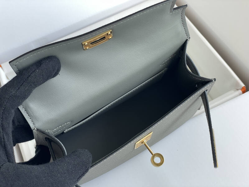 Hermes Mini Kelly II Grey mini crossbody — Top Quality Replica