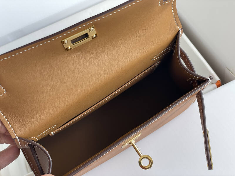 Hermes Mini Kelly Brown mini crossbody — AAA Quality Replica