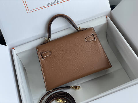 Hermes Mini Kelly Brown mini crossbody AAA Quality Replica