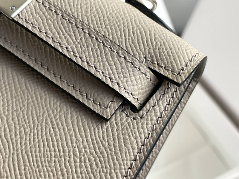 Hermes Mini Kelly II Etoupe Grey mini crossbody — AAA Quality Replica