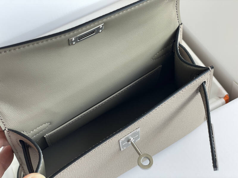 Hermes Mini Kelly II Etoupe Grey mini crossbody — AAA Quality Replica