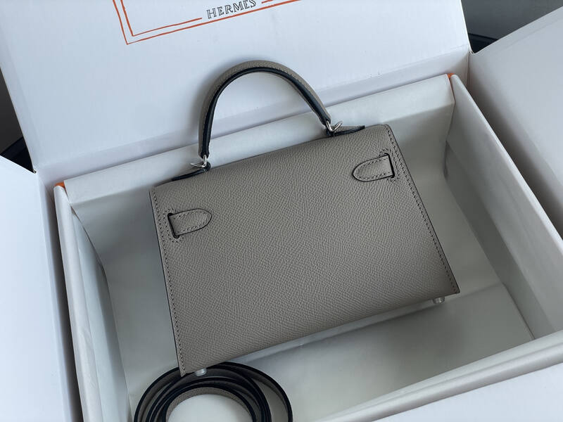 Hermes Mini Kelly II Etoupe Grey mini crossbody — AAA Quality Replica