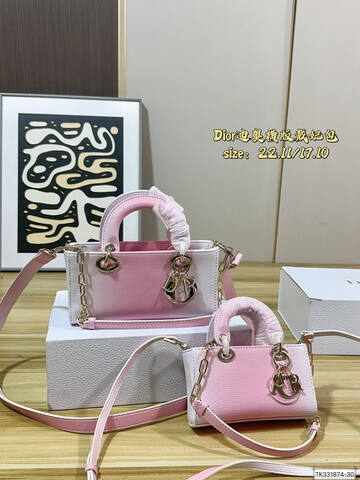 Dior Lady Pink 22x11x17cm crossbody Top Quality Replica