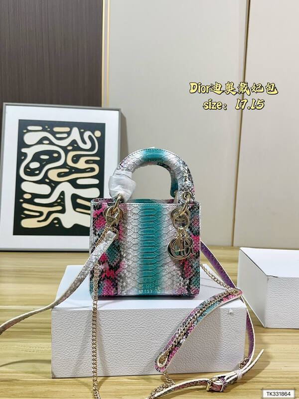 Dior Lady Multicolor snakeskin 17 15 crossbody — Top Quality Replica