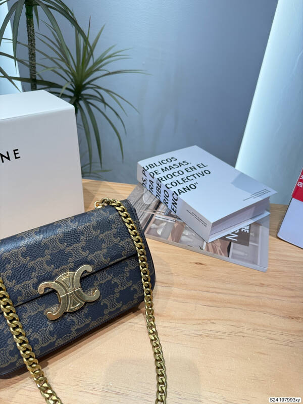 Celine Triomphe Triomphe Canvas Dark Brown shoulder bag — Top Quality Replica