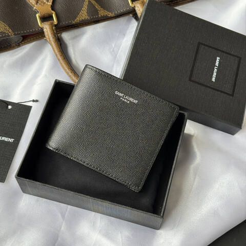 Saint Laurent Black grained leather wallet 1 1 Replica