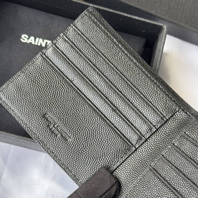 Saint Laurent Black grained leather wallet — 1:1 Replica